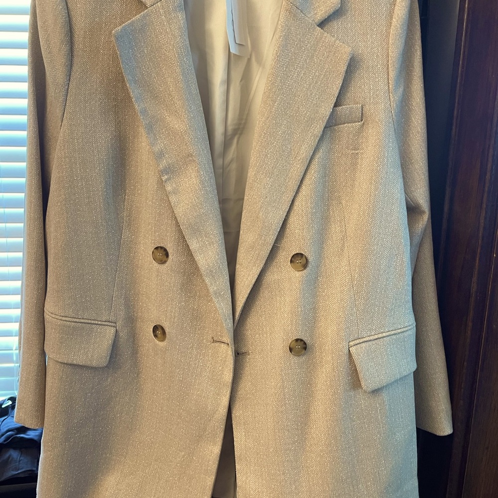 H&M Cream Sport Coat Classic Structured Design